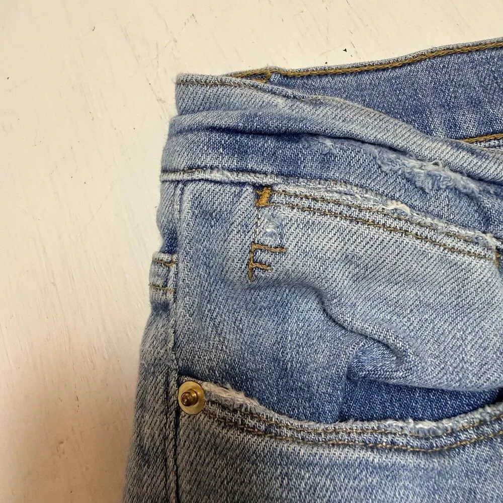Frame Size 25 Le High Straight Jeans Blue Lightly Distressed Cropped Ankle